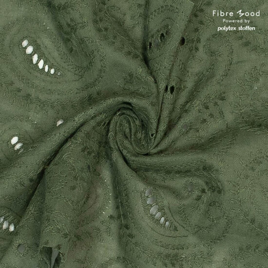 Katoen - Fibremood broderie legergroen-2