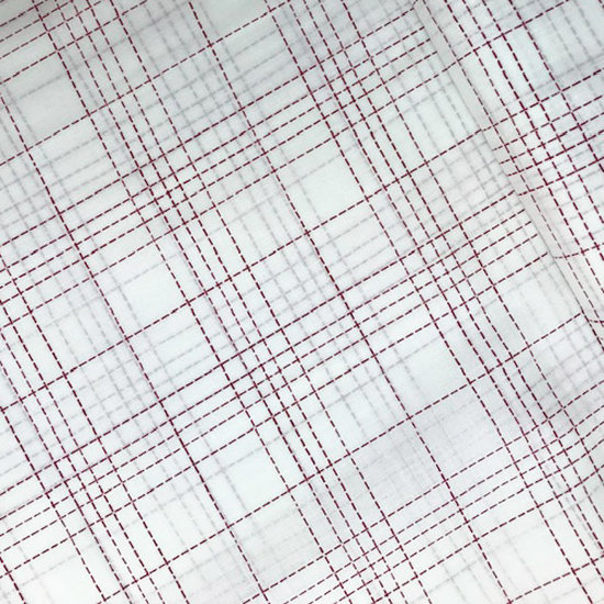 Katoen - Fibremood met bordeau stippellijn-2