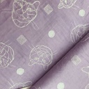 Katoen - Geborduurde poes op lila-3