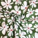 Katoen - Groen met Xl witte bloem-2