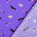 Katoen - Halloween vleermuis op paars-2