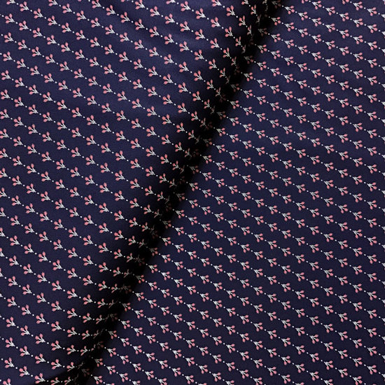 Katoen - Hemdenstof blauw met rood fijn twijgje-2