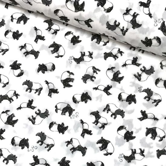 Katoen - Hemdenstof fijne tapir zwart-wit-2