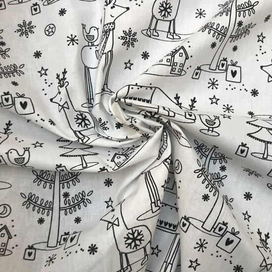 Katoen - Inkleurstof kerst-2