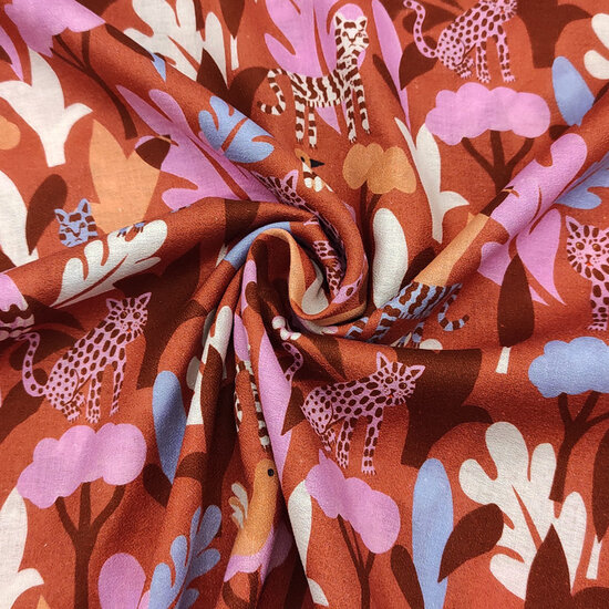 katoen - Lieve safarievrienden roze-2