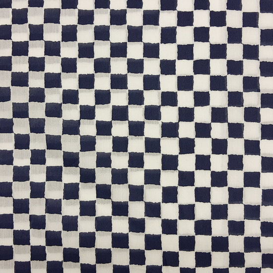 Katoen - Maan batiklook wit en blauw geblokt-2