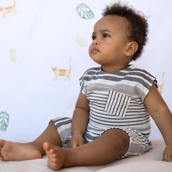 Katoen - Panama stripes zwart-2