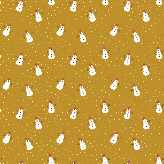 Katoen - Sneeuwman oker-2