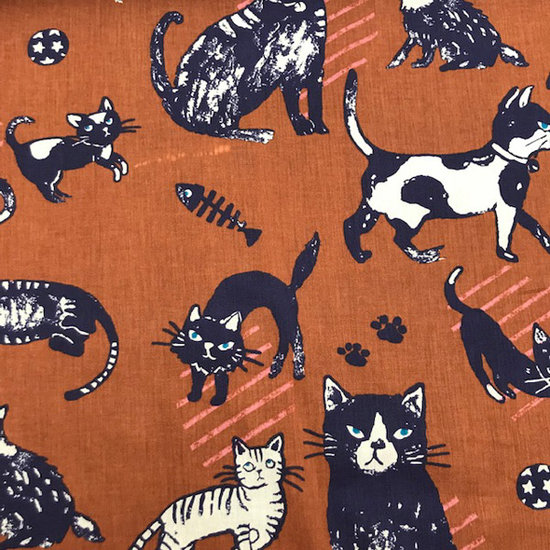 Katoen - Spelende poezen op bruin-3