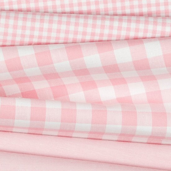 Katoen - Vichy ruit lichtroze (10mm)-2