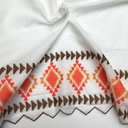 Katoen - Wit met inca broderieboord oranje-2