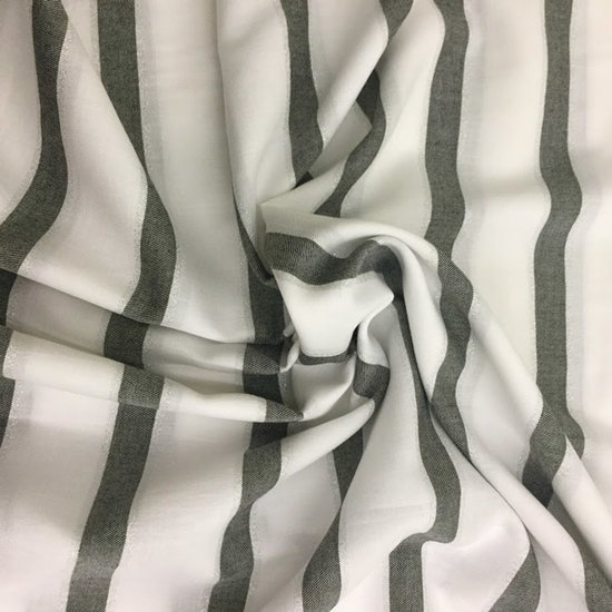 Katoen - Witte  brede grijze streep met lurex-2