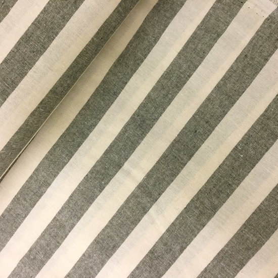 Katoen - Zwart met ecru brede strepen-2
