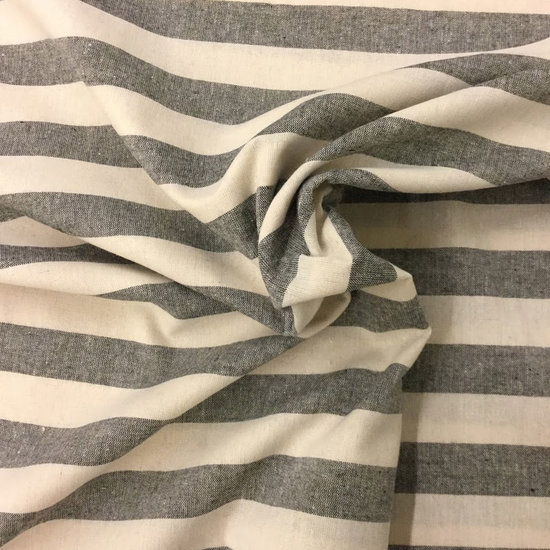 Katoen - Zwart met ecru brede strepen-3