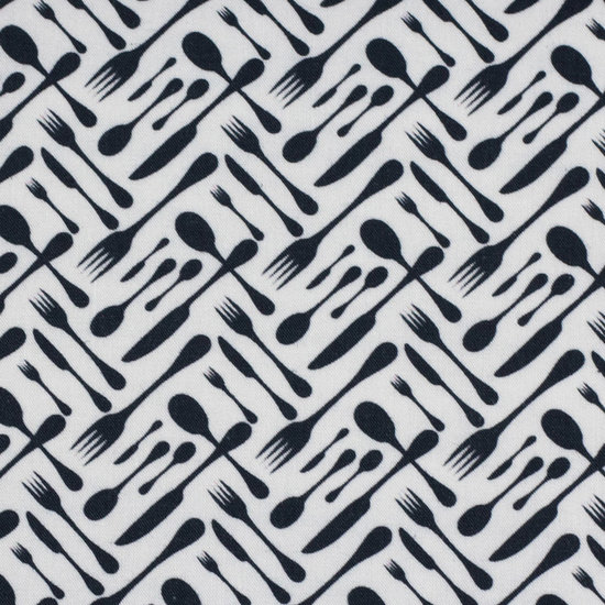 Katoen - Zwart-wit diagonaal bestekmotief-2