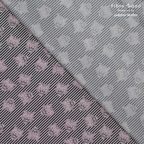 Katoen fibremood - Tijgerkop op streepjes-2