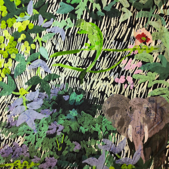 Katoen gemerceriseerd - Olifant in de jungle-2