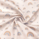 Katoen ottoman - Wit met blauwe regenboog-2