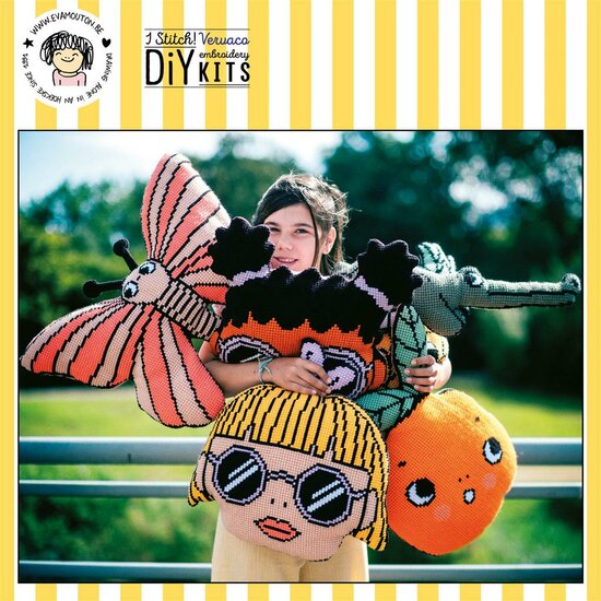 Kruissteekkussen kit - eva mouton sinaasappel-2