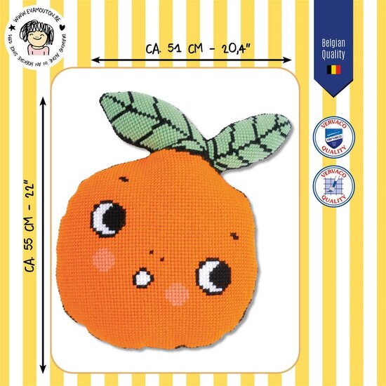 Kruissteekkussen kit - eva mouton sinaasappel-3