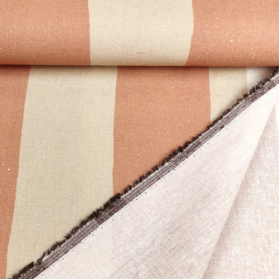 Linnen viscose - Strepen roze wit LMV-2