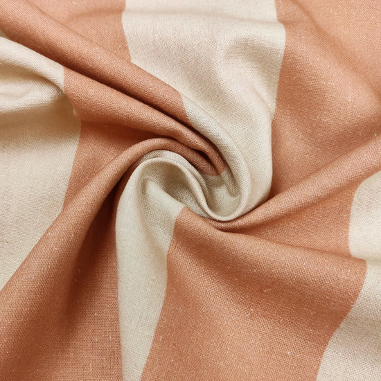 Linnen viscose - Strepen roze wit LMV-3