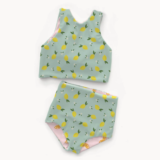 Lycra - Citroenbloemen munt-2