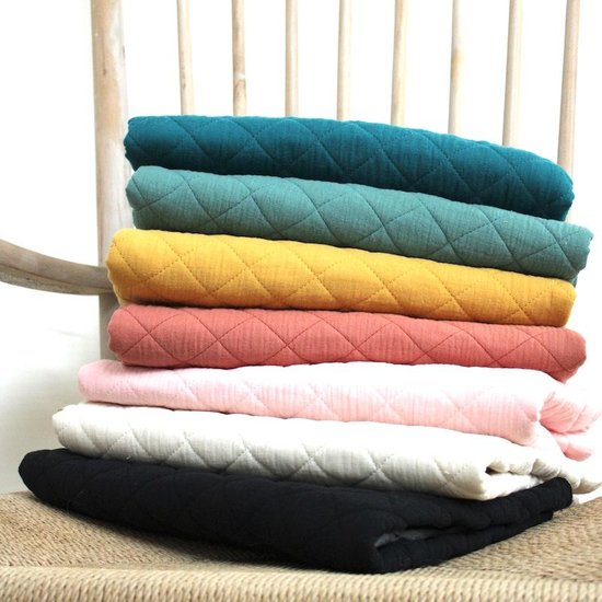 Matelassé gauze - Zachtpetrol-2