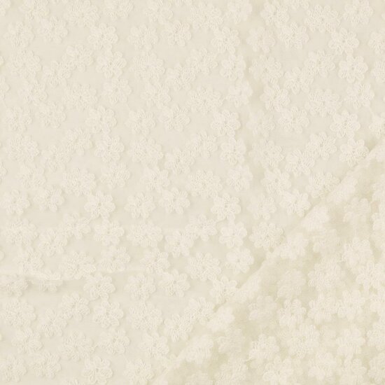 Mesh - Geborduurd bloempje gebroken wit-2