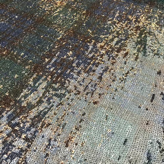 Polyester -  Pailletten carreaux blauw-2