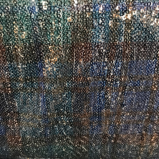 Polyester -  Pailletten carreaux blauw-3