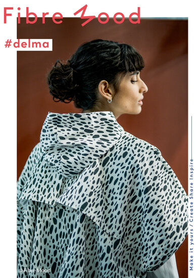 Regenmantelstof - Ecru met onregelmatige dots fibremood-4