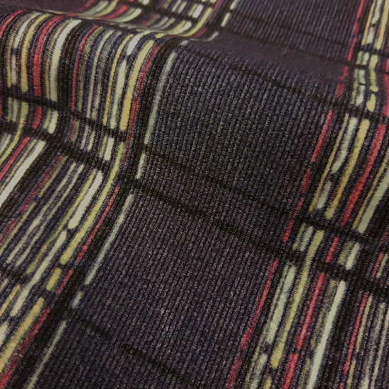 Ribfluweel dun - Glasraam print marineblauw-2