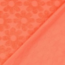Stretch badstof - Oranje met bloem -3