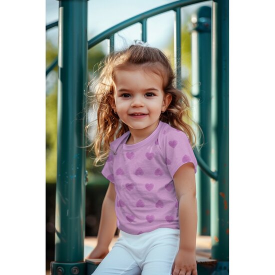 Stretchbadstof - Hartjes lila-4