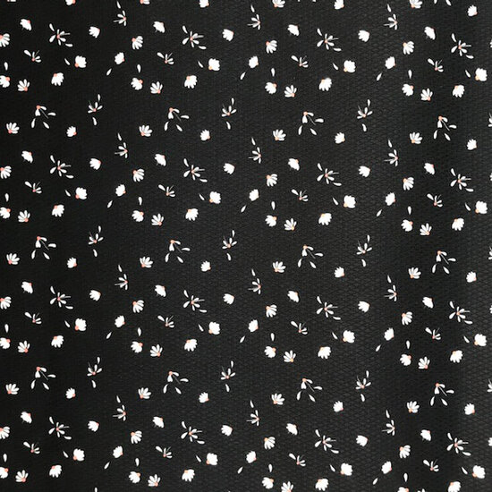 Stretchkatoen - Fibremood mini madeliefje op picque zwart a-2