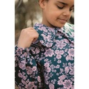 Sweater - Lichtroze bloemenpalet op donkerpetrol-2