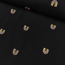 Tetradoek - Geborduurde regenboog op zwart-3