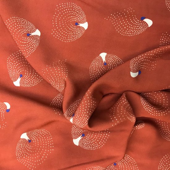 Viscose - Abstracte stippenpauw op roest-3