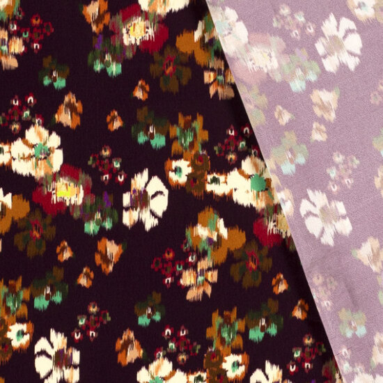 Viscose - Blurry flower Plum wine-3