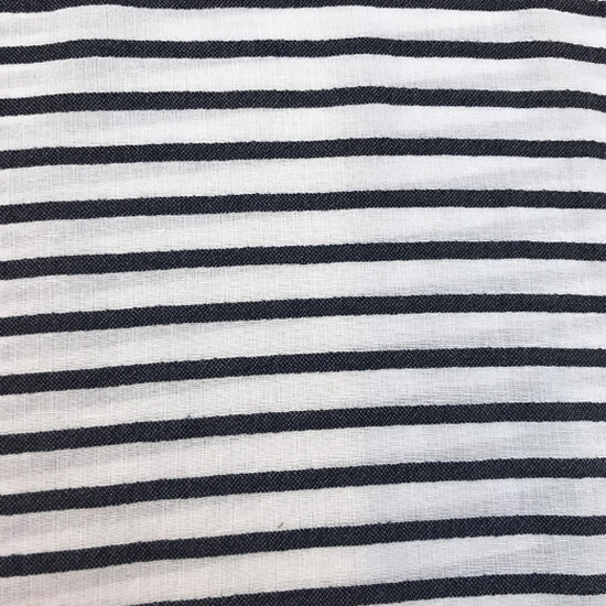 Viscose - Ecru met 7mm donkerblauwe streep-3