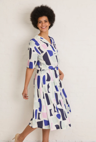 Viscose - Ecru met abstracte vormen jupe-3