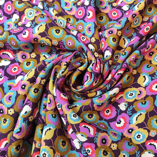 Viscose - Gustav klimt bloemen op grootmoederswijze-2