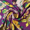 Viscose - Olijfgroene bloemen op prachtig paars-2