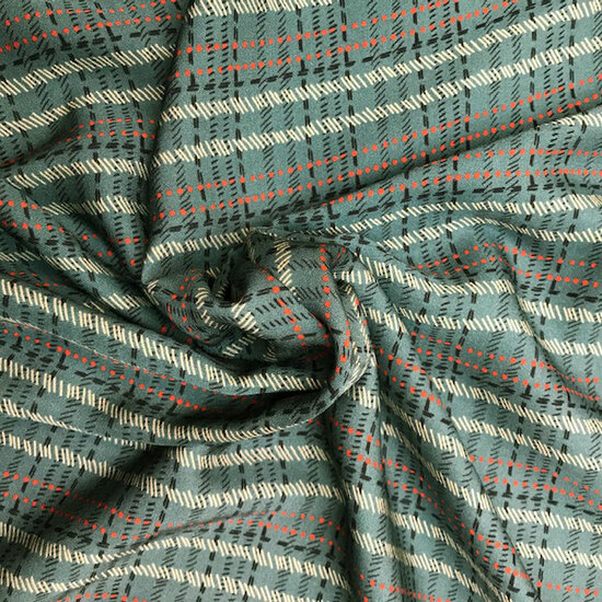 Viscose - Stitched carreaux petrol tint-2