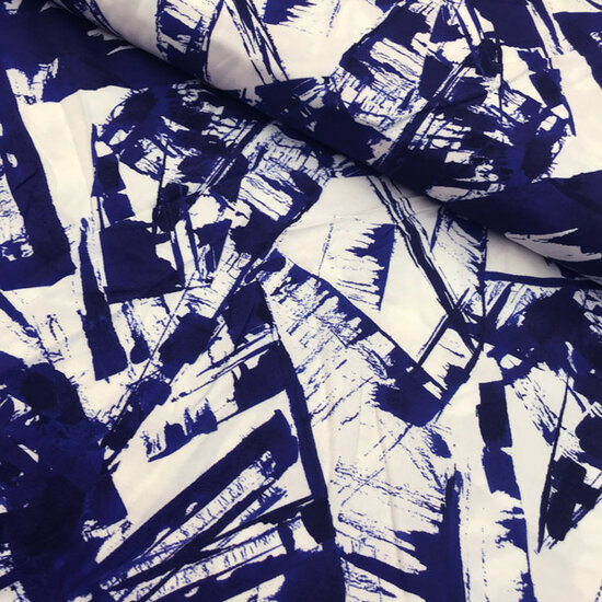 Viscose - White en blue stylo print jupe-3