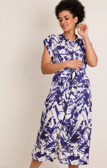 Viscose - White en blue stylo print jupe-4