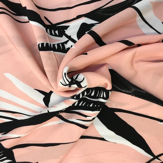 Viscose - Zwarte stengel op lichtroze-2