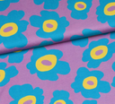 Viscosejersey - Mekko bloem op lila-2