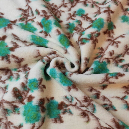 Wol - Ecru met turkoois klimbloempje-2